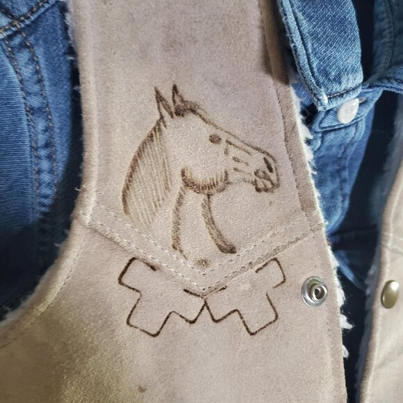 Suede Western Horse Kids Vest -Vintage - No Label- shipping incl - Picture 4 of 16